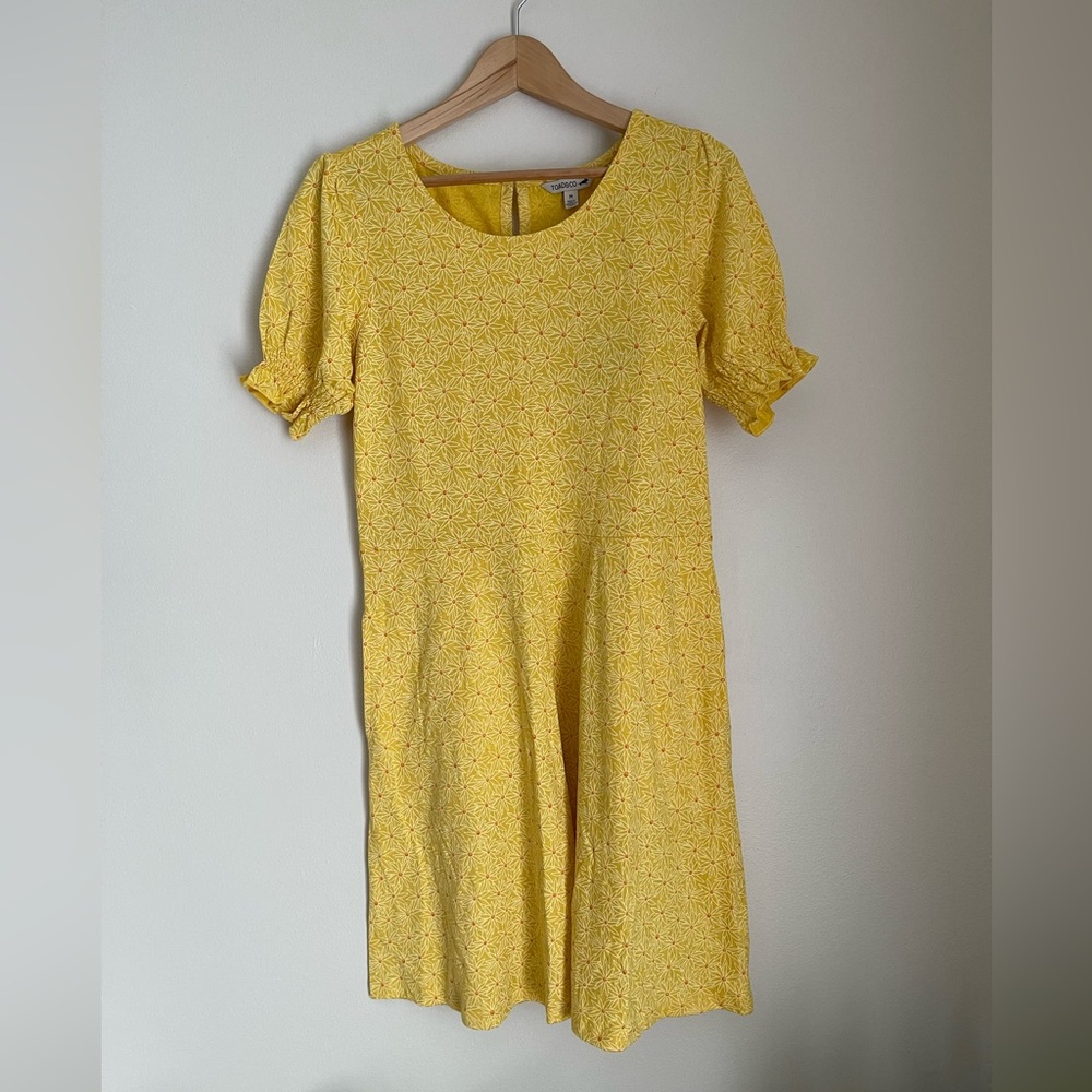 NWT  Toad&Co. Laurel Short Sleeve Dress in Lemon Yellow Daisy Floral | Medium